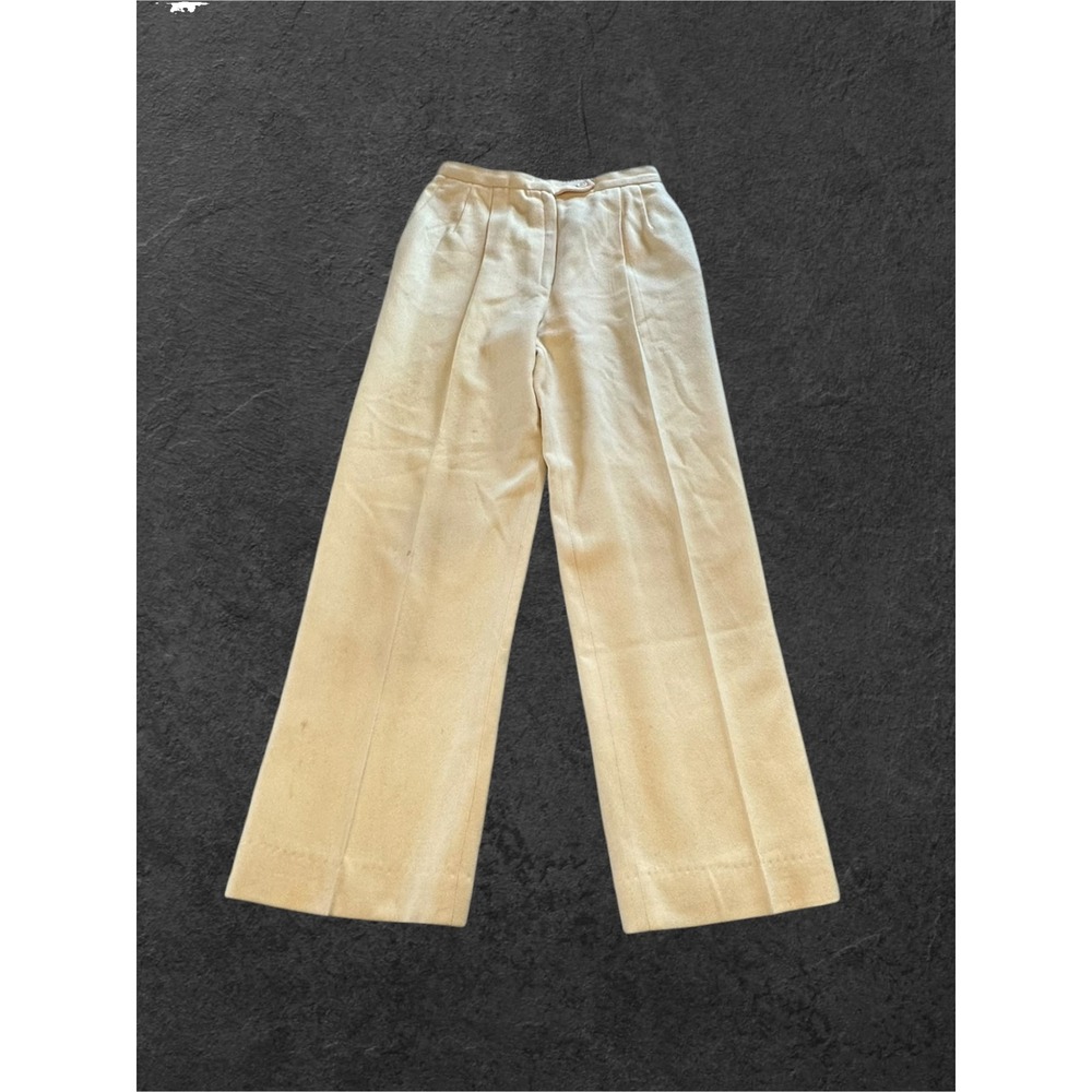 Vintage JH Collectibles Wide Leg Trousers Womens 10/11 Cream Wool Pleated Union